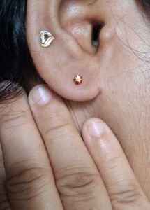 Charming Stud Earrings with Pink &amp; White Stones