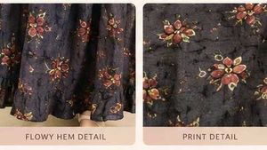 Beautiful Dark Grey Floral Printed Maxi Skirt 🌸