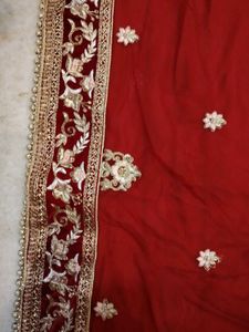 red velvet bridal lehenga