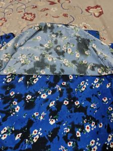 Vibrant Blue Floral Cold Shoulder Top