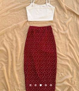 Chic Red Polka Dot Maxi Skirt Set