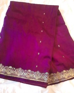 Vintage elegant Purple Saree with Gold Border