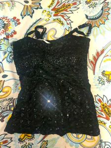 Black Sequin Chickenkari Camisole Top