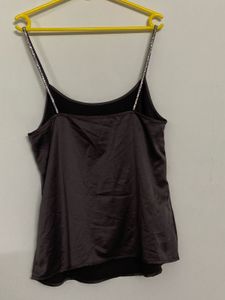 Black Satin Cami Sparkle Diamond straps