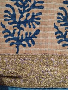 Stylish Pink Striped Kurti with Blue Floral Print