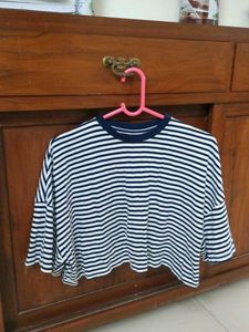 Striped oversized Cropped T-Shirt