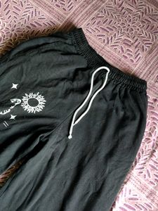 Black Celestial Print Wide Leg Pants