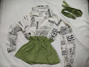 Newspaper Print Y2K Crop Top With FREE GIFT