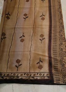 Brown Floral Print Saree