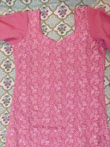 Mauve embroidered Kurta churidar and dupatta
