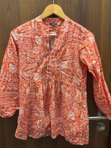 Orange Printed Kurta