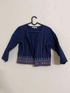 Embroidered Blue Jacket/Cardigan