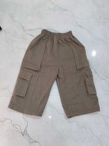 Striped Cargo Cropped Pants  5 pockets