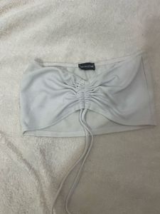 White Ruched Tube Top