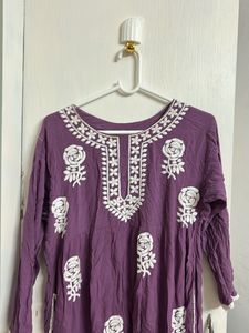 Purple Embroidered Kurta Dress