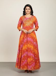 Bandhej Print Gawn Kurti