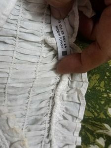 White Smocked Crop Top with Ruffles