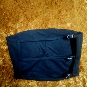 Imported Black Tube Top With Adjustable Back Strap