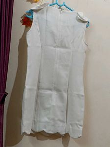 Girls White  Polyester Tunic Without Belt