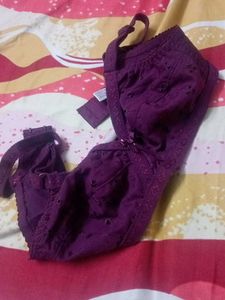 Purple Embroidered Bra
