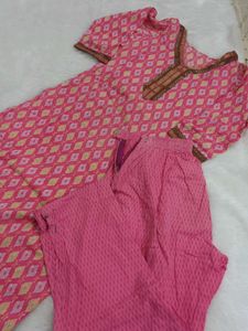 Pink Printed Kurta and Pants Set