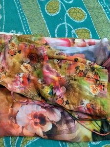 Vibrant Floral Print Dress Material