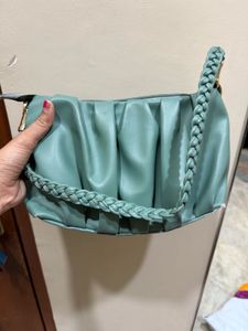 Chic Mint Ruched Shoulder Bag