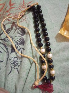 Elegant Black &amp; White Beaded Necklace Set