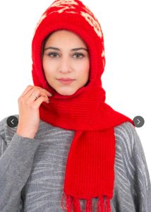 Cozy Red &amp; Cream Knit Scarf