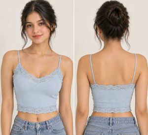 Cute Lace Trim Crop Top