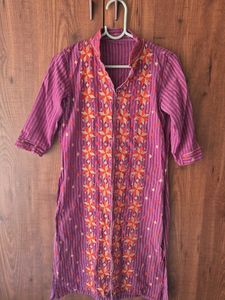 Embroidered Purple Kurta