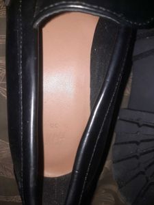 H&amp;M Black Loafers with Gold Buckle