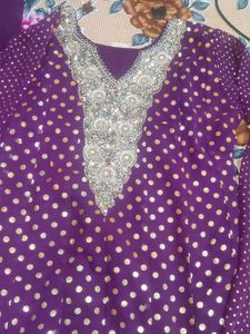 Purple & Gold Embellished Salwar Kameez