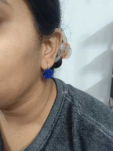 Unique Blue Wire Ball Earrings