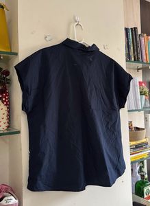 Stylish Navy Blue Top with Floral Embroidery