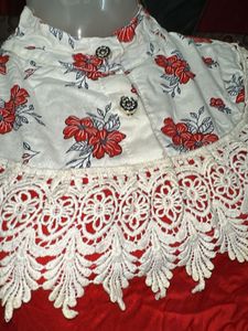 Red &amp; White Floral 👗 dress