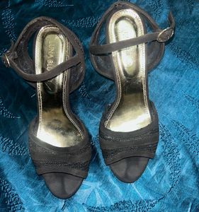 Elegant Black Heels with Ankle Strap