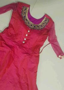 red pink anarkali for wedding