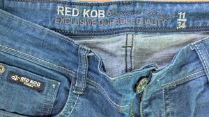 Red Kob Blue Denim Straight Fit Jeans