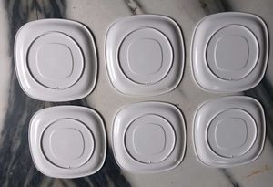Set of  6 White milamin Square Dinner Plates
