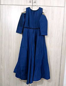 Blue Wedding Cold Shoulder Gown