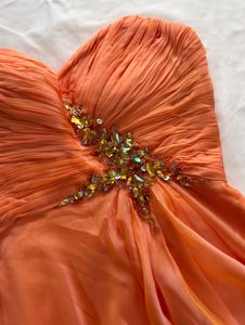 Strapless Orange Beaded Party Dress