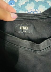100% ORIGINAL FENDI Black Graphic T-Shirt