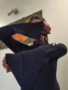 Black Long Sleeve Graphic Top