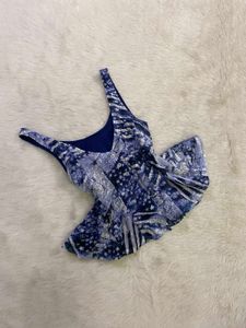 Boho Blue Floral Smocked Button-Up Top