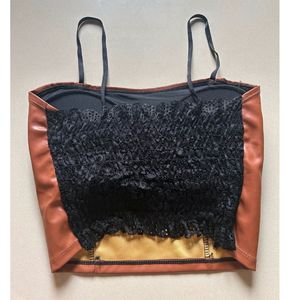 Leather One Strip Crop Top