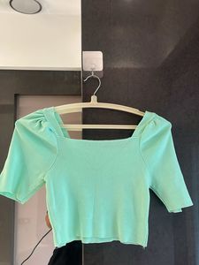 Mint Green Square Neck Top