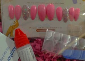 Press-On Nail Set - Pink & Glitter