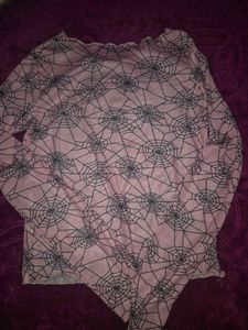 Pink Spiderweb Mesh Long Sleeve Top