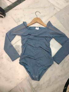 Sparkly Ruched Long Sleeve Bodysuit